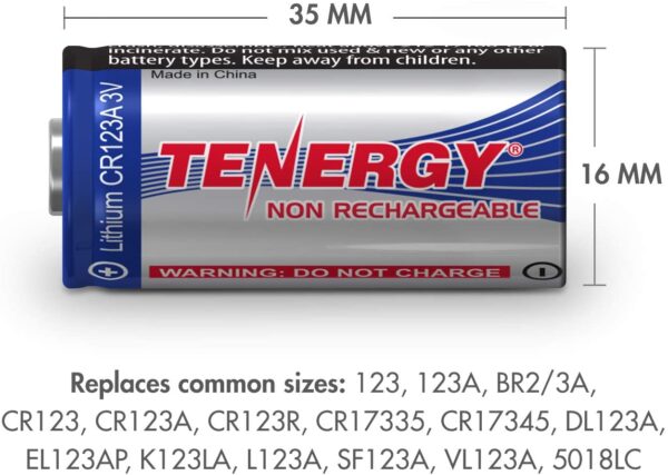 Tenergy Batería CR123A 3V